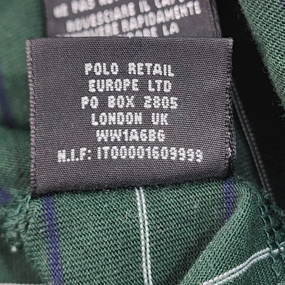 RLX Ralph Lauren Golf Polo Mens Large Green White Blue Striped Performance Shirt